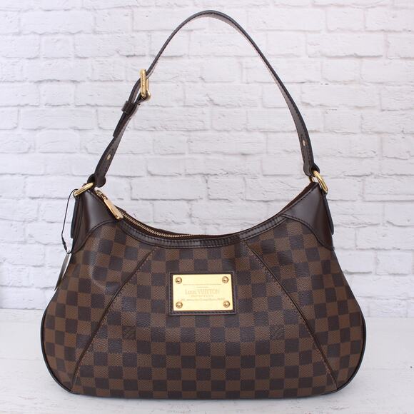 Louis Vuitton Thames GM Damier Ebene Hobo Shoulder Brown Leather Purse A3096 - Picture 1 of 10